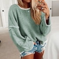thumbnail image 3 of Suéter de punto de manga larga para mujer, suéter de punto con cuello redondo para mujer, jersey de punto con hombros caídos, Tops rendimiento confiable, 3 of 5