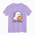 thumbnail image 4 of CAUYDY Kids T-Shirts Halloween Cartoon Ghost Printed Short Sleeve Tops for Girls Casual Fall Shirts Purple Sizes 7-8 Years, 4 of 6