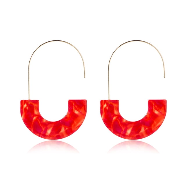 Qarigey Pendientes colgantes multicolor liso semicírculo acrílico mujer pendiente regalo de aniversario elegante gancho para la oreja boda playa blanco Ropa, zapatos y accesorios Miscelánea Rojo Qarigey AP010380-02