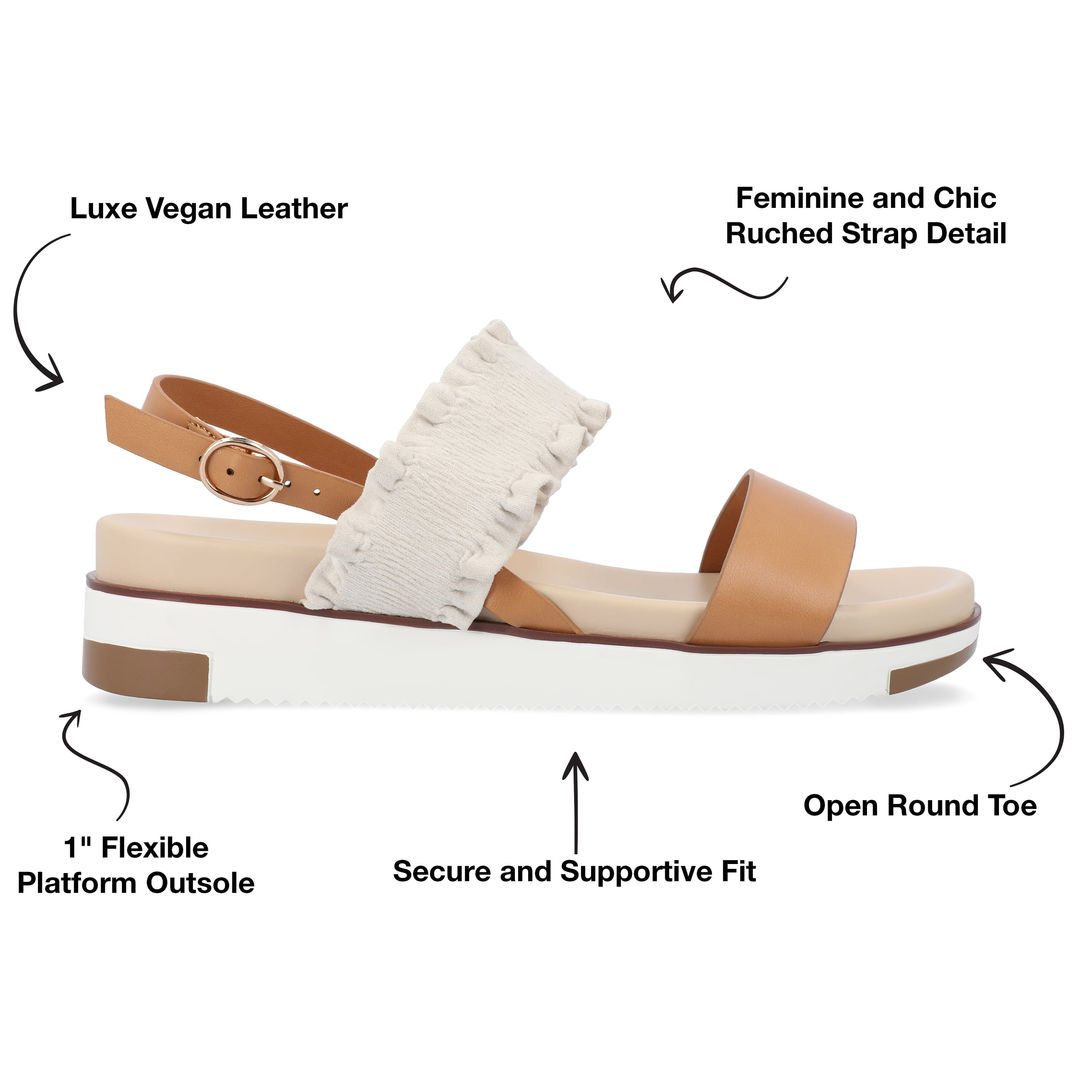 Journee Collection Womens Riya Formed Footbed Sling Back Sandal