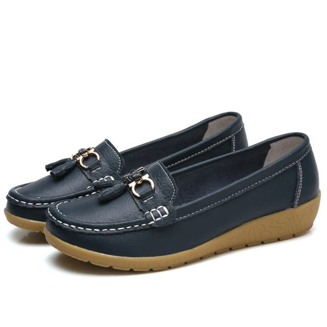 Chaussures Décontractées pour Femmes Orthopédiques Chaussures Décontractées pour Femmes Chaussures Larges pour Femmes Mocassins en Cuir Respirants Confortables Chaussures Décontractées pour Femmes pour l'Automne