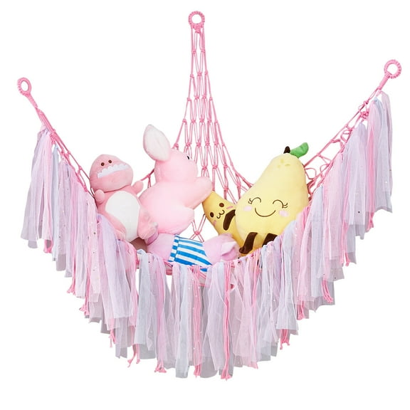 Toy Storage Hammock Stuffed Animal Net Hanging Stuffed Animal Storage Organizer Holder Room Dcor with Tassels for Nursery Play Room Kids Bedroom