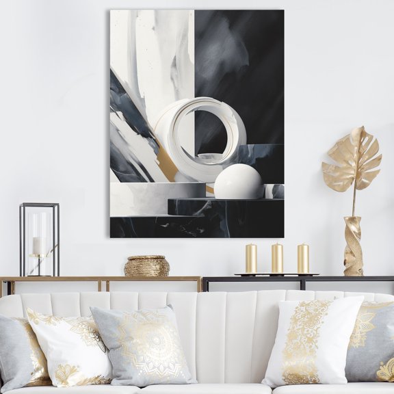 DESIGN ART Designart "Abstract Marble Shapes Ii" Abstract Marble Canvas Print 16 in. wide x 32 in. high