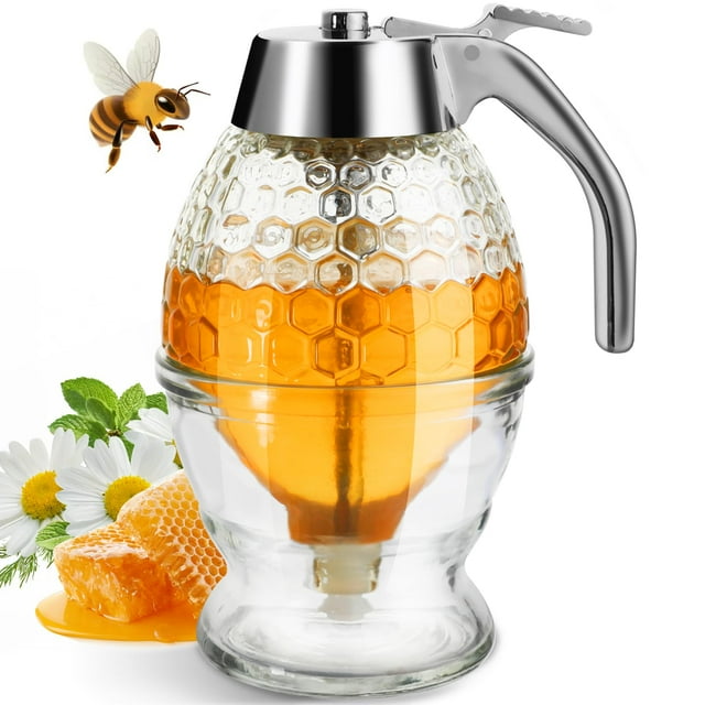 Dispensador de miel Timtopno de vidrio de 8 oz con diseño antigoteo