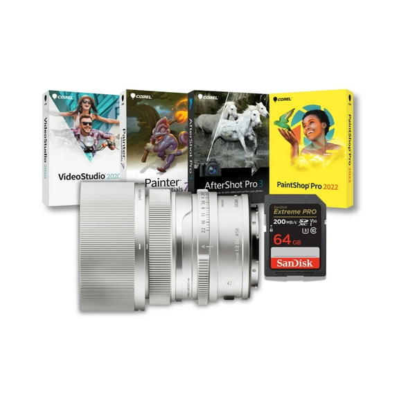 Sigma 50mm F2 DG Contemporary Full-Frame Multilayer Coating Lens (Silver, L Mount) Bundle with Software Suite and Memory Card (3 Items)