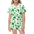 thumbnail image 2 of Girls Kids' St. Patrick's Day Printed Pajamas Short Sleeved Button Top Shorts Home Pajamas Set Clothes, 2 of 4