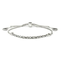 3.5mm Sterling Silver Filigree Drops Adjustable Bracelet