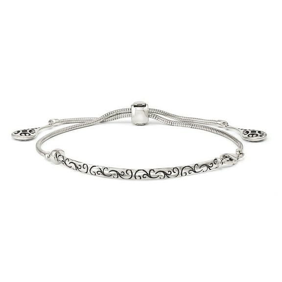 3.5mm Sterling Silver Filigree Drops Adjustable Bracelet