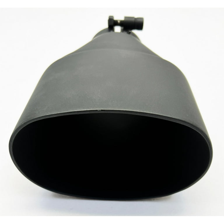 Exhaust Tip 3.00 Bolt On Inlet 5.50 X 3.50 OD Oval 8.00 Long  WDWO5508-300-BOSS-MBK-SS Double Wall 304 Stainless Matte Black Wesdon  Exhaust Tip