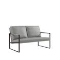 thumbnail image 4 of 45inch Small PU Leather Loveseat Sofa, Mid Century Modern Metal Frame Upholstered Couch with Extra Thick Padded Backrest and Seat Cushion, 2 Seater Sofa for Small Space Living Room Bedroom, Gray, 4 of 7