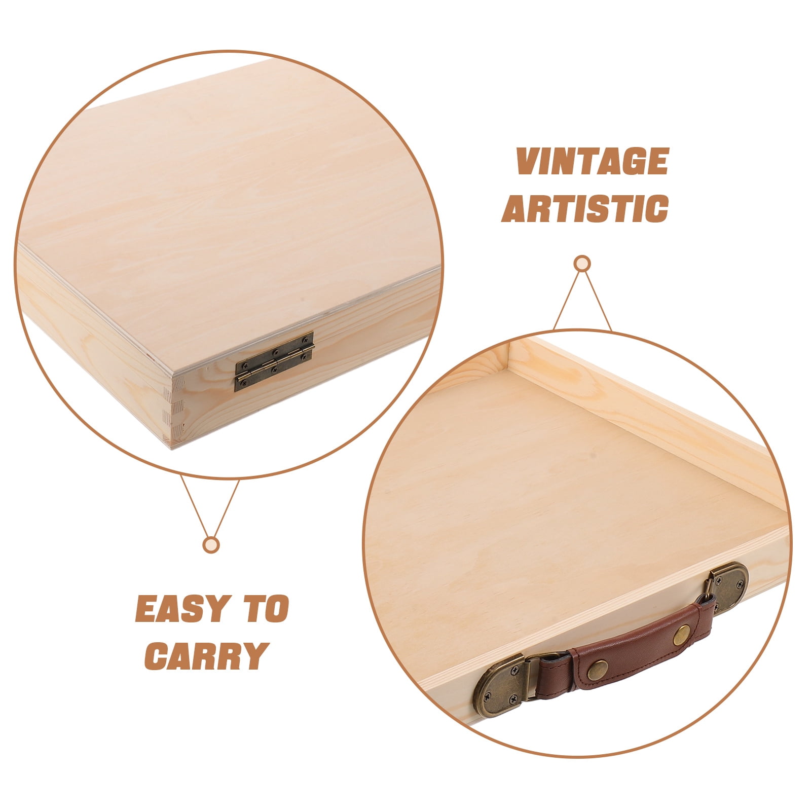 LOLIPPYY Beige Wooden Photo Storage Box with Lid for Scrapbooking and Desktop Decorative Use