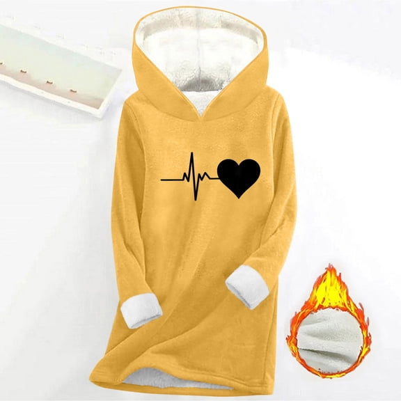 Elvqul Womens Jacket Hooded Fleece Outerwear Plus Size Sweaters Long Sleeve Warm Coat for Women Thick