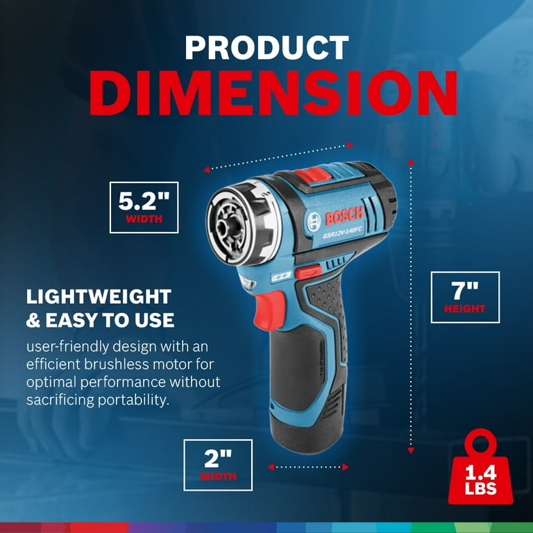 Bosch 5-In-1 Drill/Driver with Flexiclick System & 12 Volt 2.0 Ah