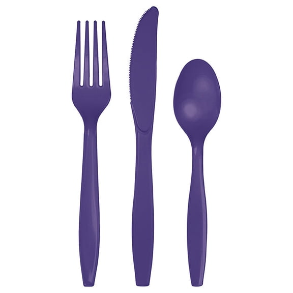 288/Case Bulk Purple Assorted Plastic Cutlery