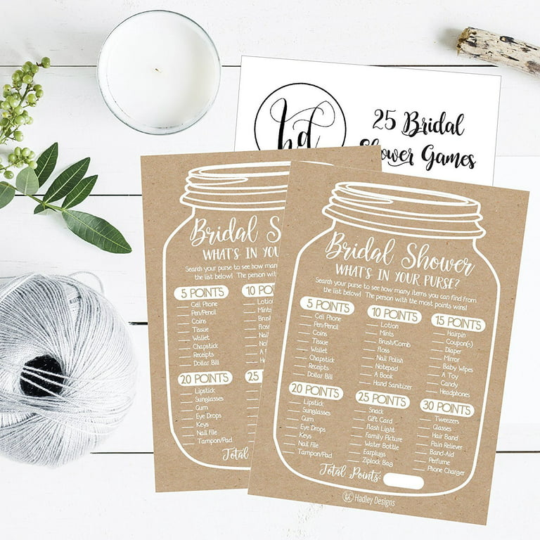 25 Rustic Whats In Your Purse Bridal Wedding Shower or