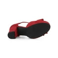 thumbnail image 3 of BLISSFUL STEP Women's Shoes Mary Janes Platform Pumps T-Strap Block Heel Round Toe Bow Decor Casual Shoes Red 7, 3 of 8