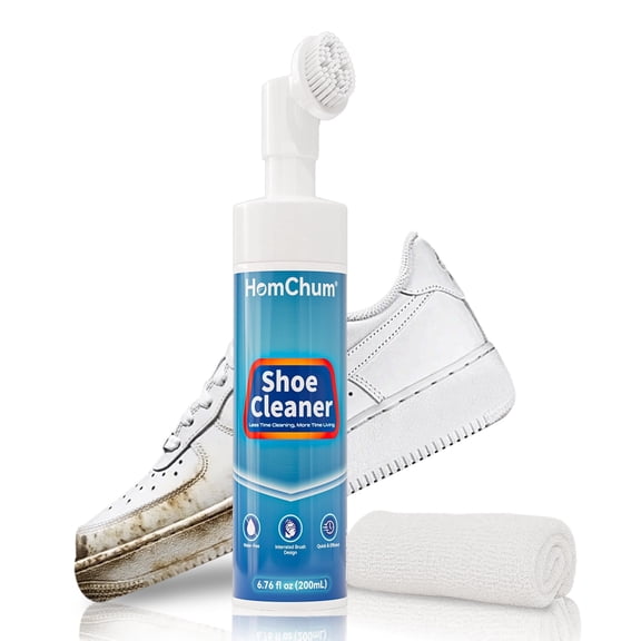 HomChum Shoe Cleaner Kit, 200ml Cleaner and Cleaning Towl For Fabric and Leather Cleaning, Whites, Suede and Nubuck Sneakers