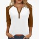 thumbnail image 3 of Camisas para adolescentes,Camiseta raglán con cuello en V para mujer, manga 3/4, blusa informal de cuello redondo para estar en casa, sopatenor, 3 of 9