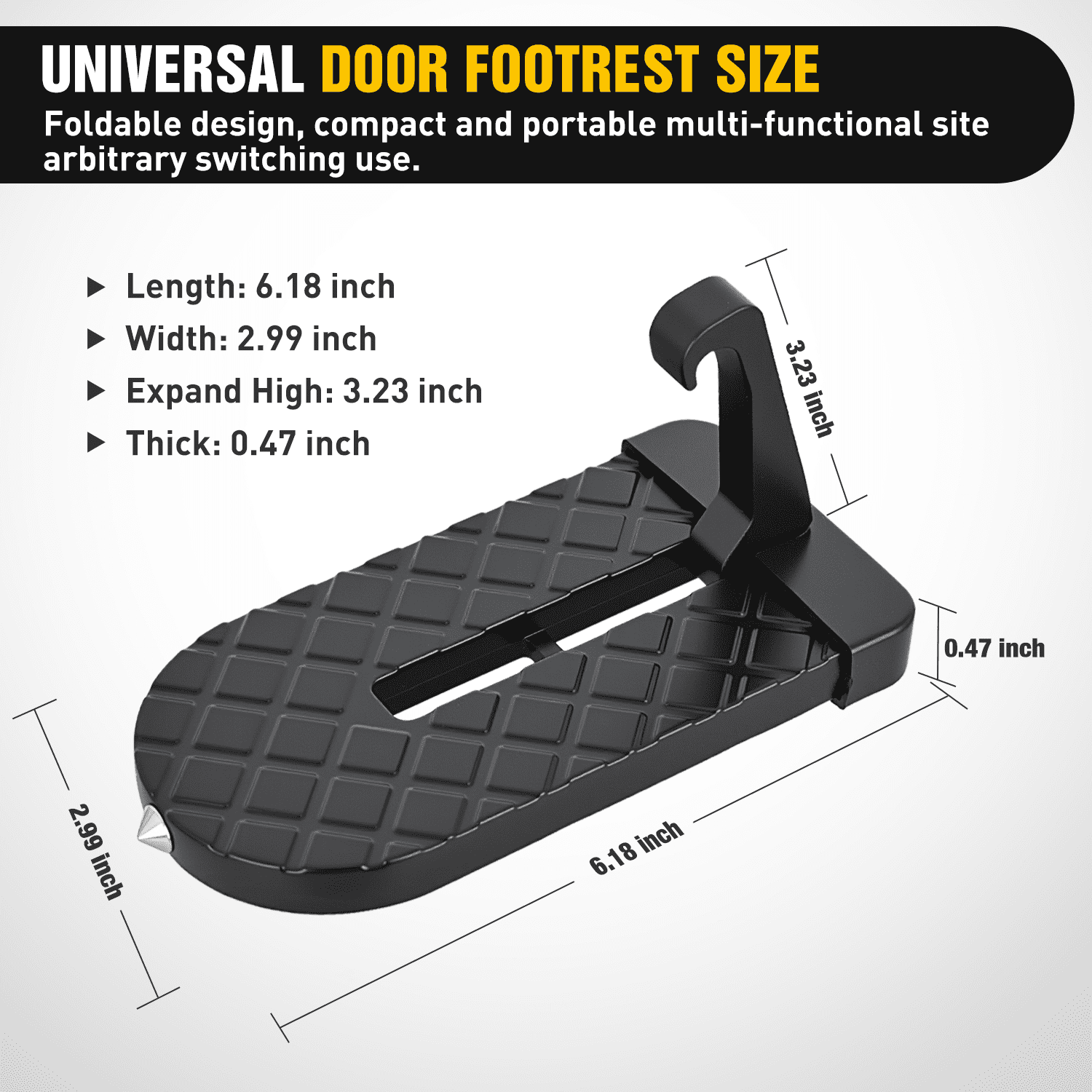Nilight Car Door Latch Step, 2PCS Foldable Universal Roof Access Step, Heavy Duty Aluminum Door Hook Pedal for SUV Truck Jeep, Black