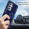 thumbnail image 5 of SaniMore for Samsung Galaxy S23 Ultra Multi-Functional Case, 3-Layer Protection Magnetic Cover Support Car Mount & 360° Rotatable Ring Kickstand Full Body Shockproof Protective Shell, Blue, 5 of 7