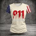 thumbnail image 5 of Domzest Womens Never Forget Patriotic T-Shirt 9/11 25th Anniversary Shirt Short Sleeve Crew Neck USA Flag Graphic Tee Beige 2XL, 5 of 6