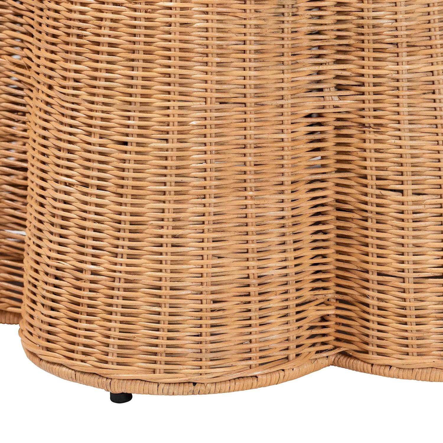 bali & pari Palm Scallop Natural Rattan Ottoman with Cushion