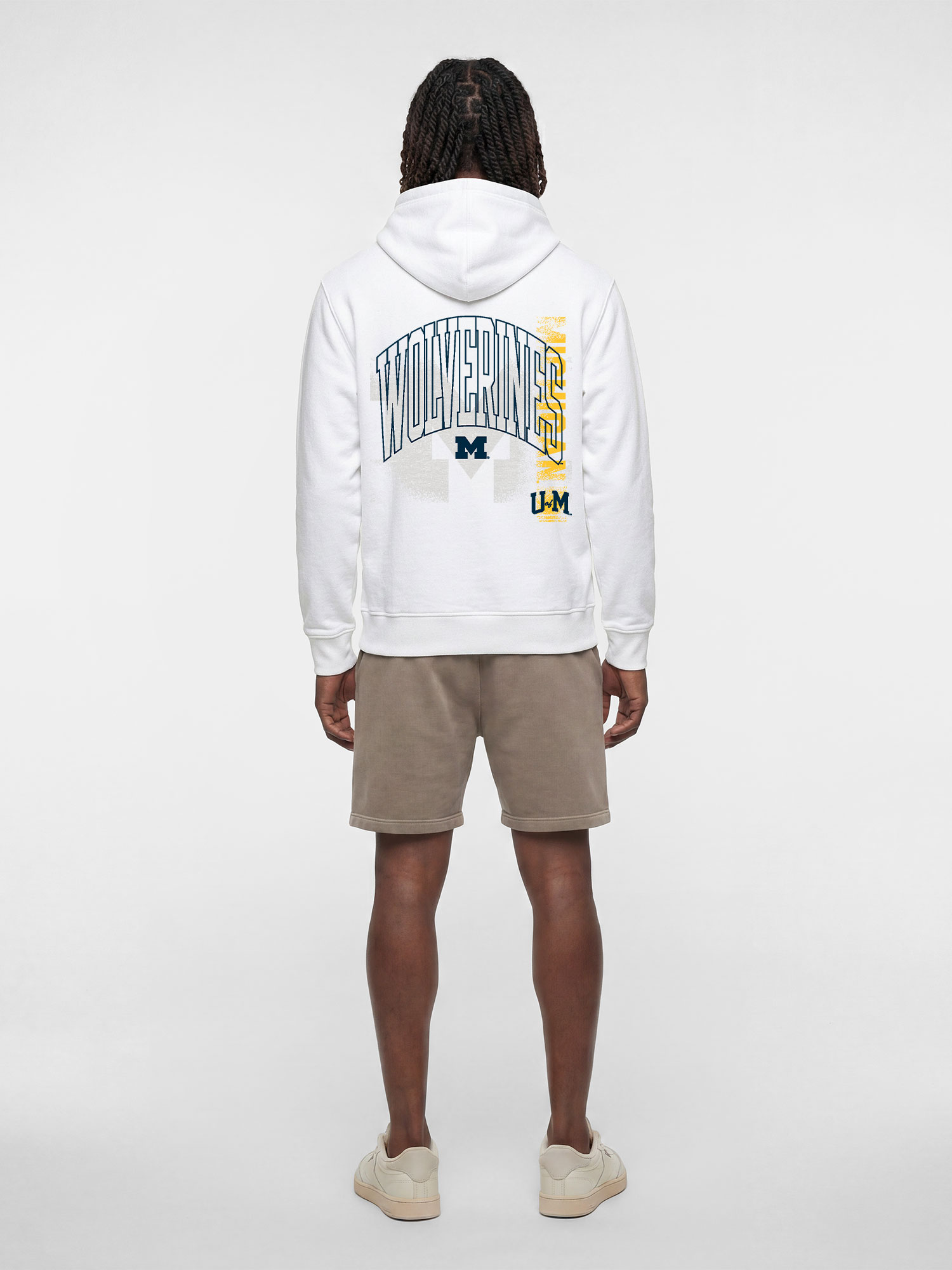 Michigan Wolverines Reebok Mens White Hooded Sweatshirt
