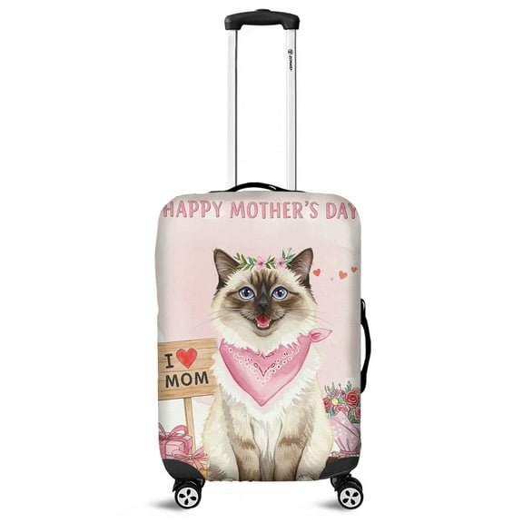 Happy Mother's Day Ragdoll Love Cat Mom Heart Flower Travel Luggage Cover Cat Lover Kitten Owner Gifts Idea Suitcase Dust Protective Decor - 12004