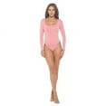 thumbnail image 4 of Women's Long Sleeve Square Neck Bodysuit, Sexy Casual Cute Going Out Top Body Suit, Trendy Spring Summer 2024(Dusty Pink Small Size), 4 of 6