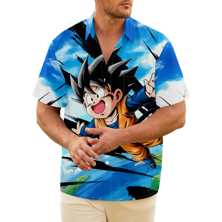 

Short-sleeved Shirt Breathable Cartoon Dragon Ball Print Tops Adult-L #A
