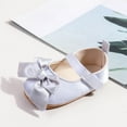 thumbnail image 6 of Quealent Baby Girls Mary Jane Shoes First Walker Cirb Dress Shoes with Bownot Non Slip Soft Sole PU Leather Toddler Gray for Size 5, 6 of 9