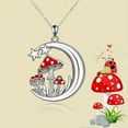 thumbnail image 3 of Mushroom Necklace for Women Mom Christmas Birthday Gift Necklaces for Best Friend Girlfriend Wife Red Mushroom Half Moon Necklace Xmas Presents for Daughter Mom Niece Silver Chain Necklace, 3 of 6