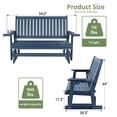 thumbnail image 3 of Mosbrisa HIPS Patio Glider 3 Seat with Cup Holders, Heavy Duty 900 lbs for Outdoor, Navy Blue, 3 of 6