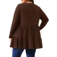 thumbnail image 4 of DARING DIVA Women's Plus Babydoll Crew Neck Casual Loose Peplum Tops 1X Brown, 4 of 6