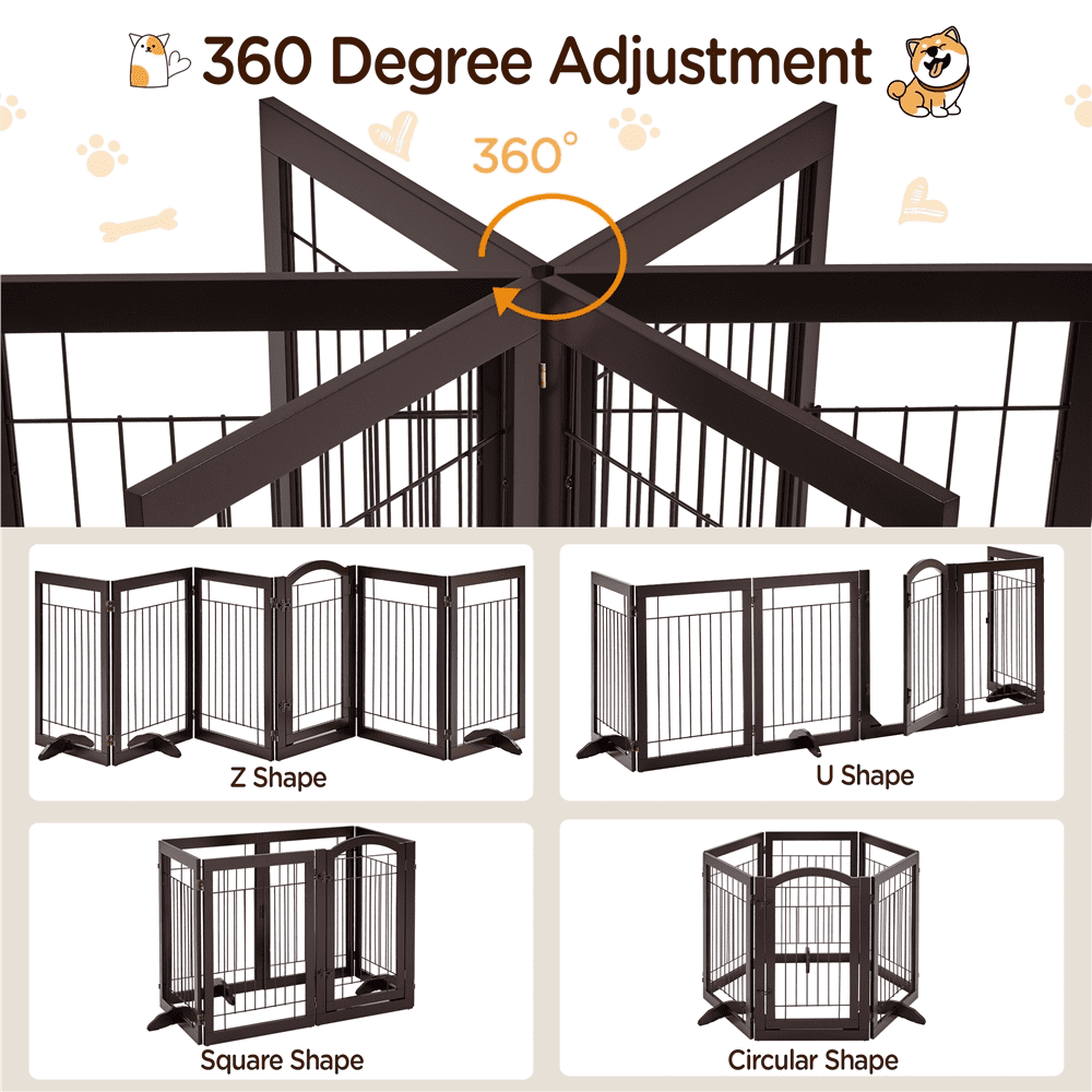 Alden Design 32.5" Tall Foldable Pet Gate with 3 Support Feet, Espresso