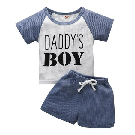 

Toddler Baby Boy Summer Clothes Black Letter Printing Short Sleeve Tops + Shorts Outfits 1-5T