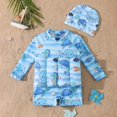 thumbnail image 2 of JUMEYU Baby Bathing Suit Boy Toddler Baby Float Swimsuit Long Sleeve One Piece Floating Bathing Suit Kids Float Pool Beach Swimwear 2T 3T (Blue,2-3 Years), 2 of 8