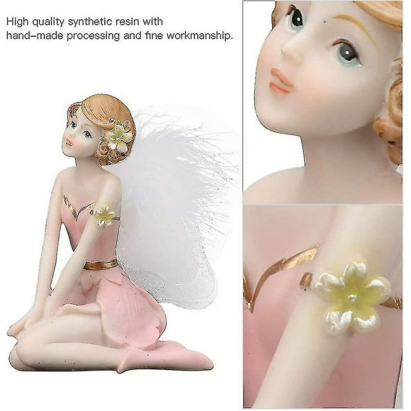 Angel Statue Cherubs Angel Wings Statues Pink Angel Garden Statues Desktop Art Ornaments Compatible With Home Living Room Decorations
