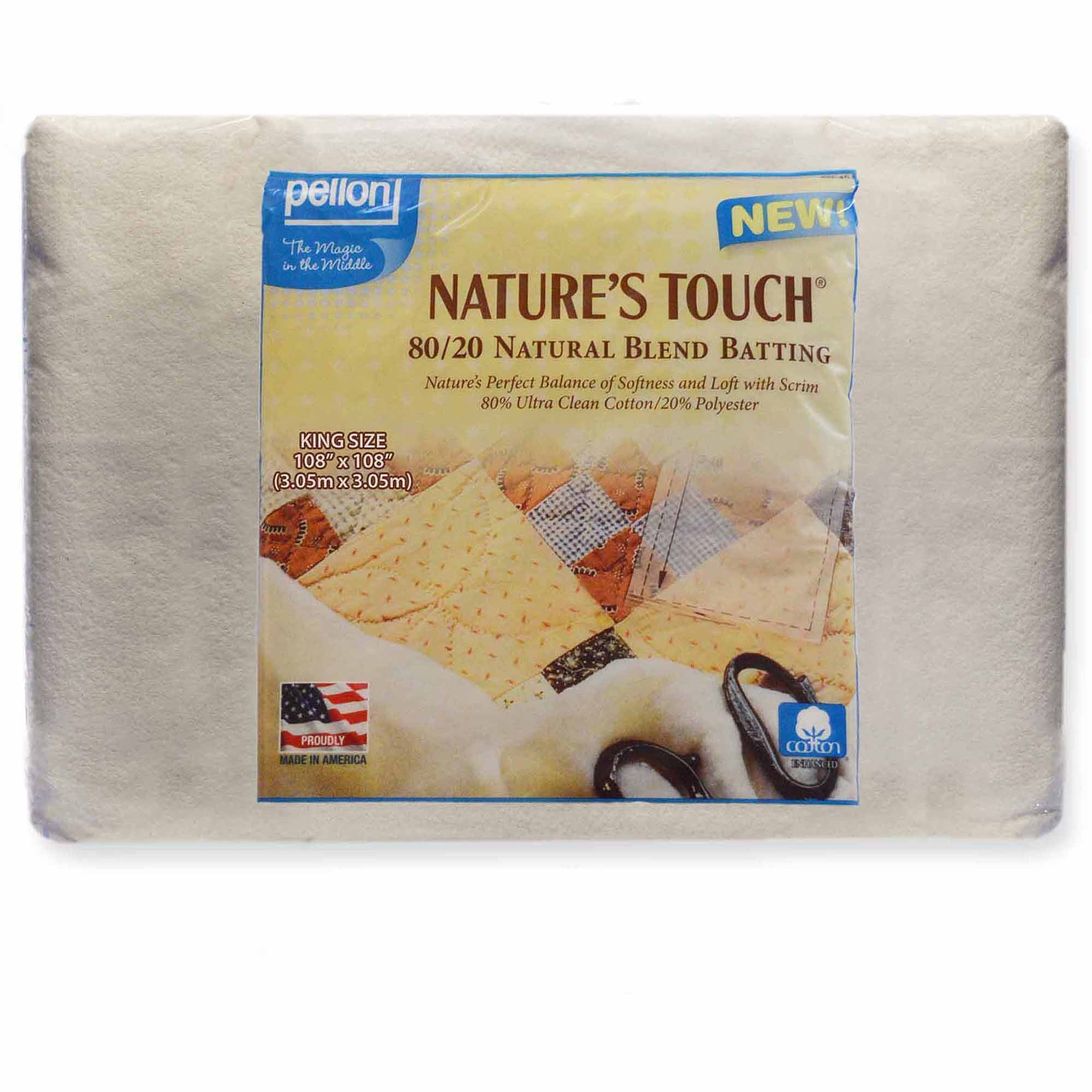 10 yd 120" Wide Pellon Natures Touch Natural Blend 80/20 Batting with Scrim 