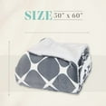 thumbnail image 2 of Elegant Comfort Throw Blanket, Reversible Sherpa Flannel, Ultra-Soft, Fuzzy, Plush- All season Lightweight Decorative Throw, 50 x 60 inches, Ogee Pattern Sherpa Throw, Silver Gray, 2 of 5