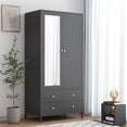 thumbnail image 6 of Trilenars Metal Clothing Lockers, Closets, Wardrobes, Clothing Organizers with Magnetic Doors,2 Drawers, Mirror Doors and Hanging Rods, 6 of 9