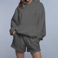 thumbnail image 4 of NMMUED Sweat Set for Women Athleisure Sets Women Sweat Shorts Sets Track Suits for Women Set Oversized Casual Fleece Hoodie Sets, Dark Gray XL, 4 of 7