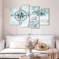 thumbnail image 2 of Elephant Stock Ocean Compass Wall Art - Horizontal Multi Panel Canvas - Living Room Wall Decor - Nautical Multi Panel - Black And Teal Decor - 52" x 32", 2 of 8