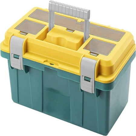 

ZNGTNGS Red&Black Medium Portable Toolbox With Tray Ideal for Organization and Storage Needs - Compact and Lightweight Design for Easy Transport and Convenience