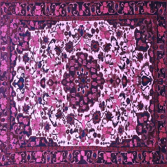 Ahgly Company Indoor Square Medallion Purple Traditional Area Rugs, 6' Square