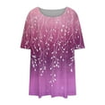 thumbnail image 5 of Uaswgudfs Plus Size Women's Short Sleeve Blouse with Relaxed Fit & Floral V-Neck for Casual SummerPurple5XL, 5 of 5