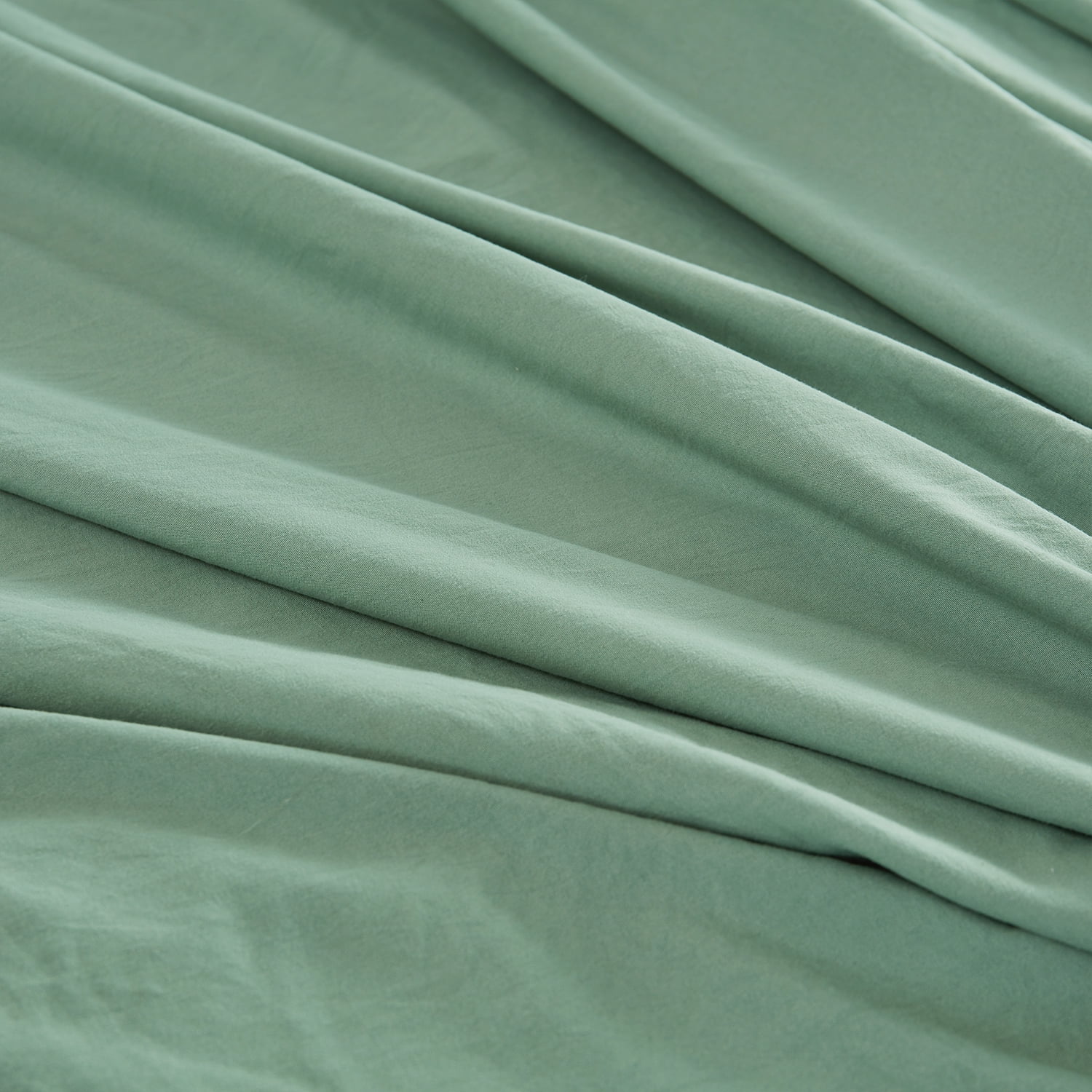 JML 3 Piece Duvet Cover Set, Soft Washed Brushed Microfiber Bedding Set King, Solid Green