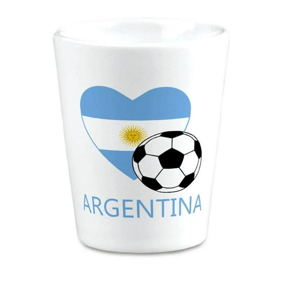 Ceramic Shot Glasses Love Soccer Heart Argentina Style 2 America Cup 2 Oz