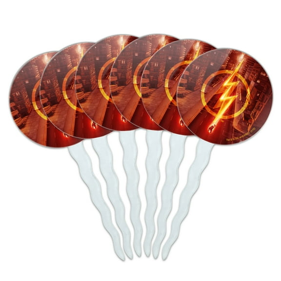 The Flash TV Series Lightning Streak Cupcake Picks Toppers Decoration Set of 6