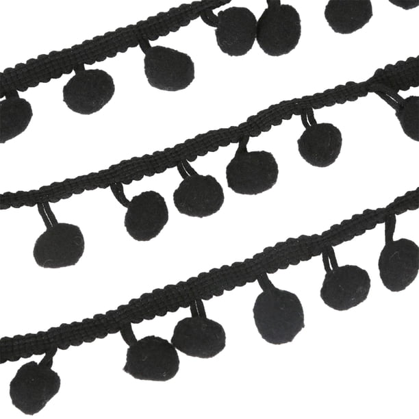 Cinta con flecos y bolas Wosthever decoración del hogar negro 5 yardas